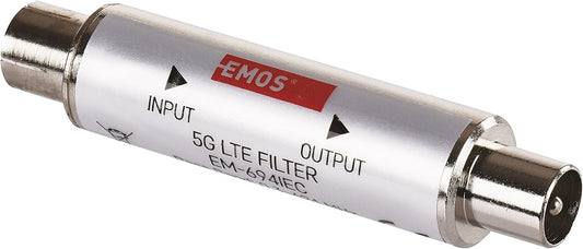 EMOS LTE/4G/5G Sperrfilter, Durchlassbereich bis 694 MHz, DC Durchlass, 1,6 x 6,