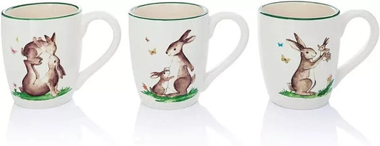Mugs Bunny Friends Set of 3 Cups Set Table White Bunny Pattern