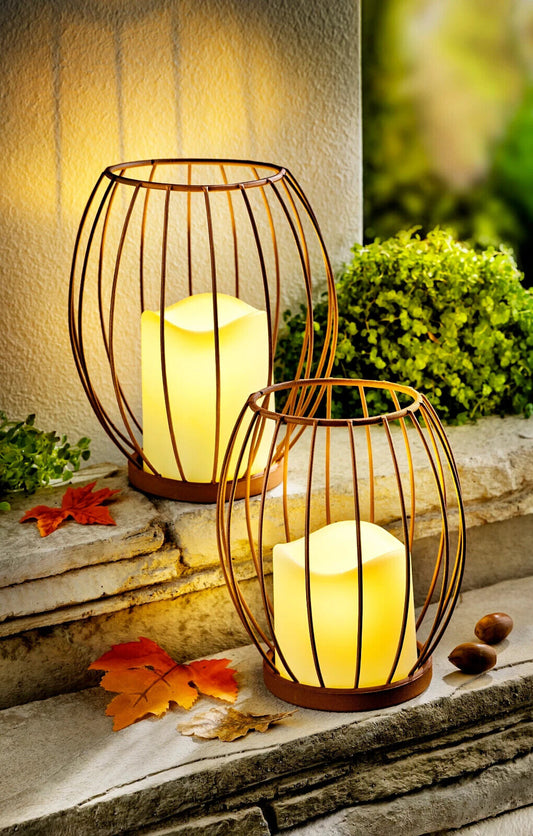 Windlichter "Ferro" inkl. LED-Kerzen 2er-Set