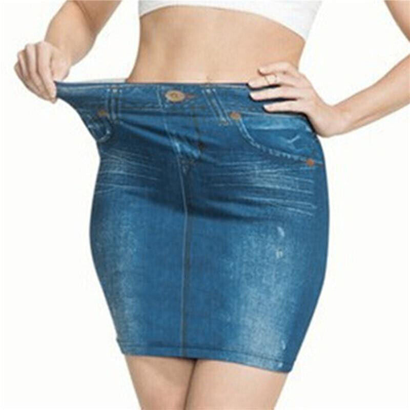 Slim Jeggings Rock L-XL 42-46 Damen Rock in Jeansoptik Stretch Leggings Rock