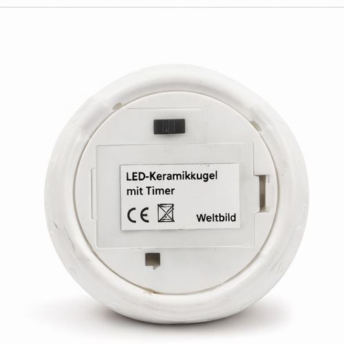 LED Keramikkugel mit Timer Deko Licht warmweiß batteriebetrieben Ø 13 cm