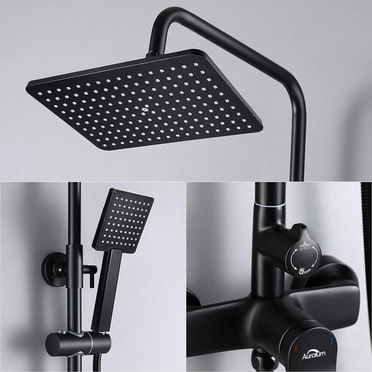 Auralum Duschsystem mit Regendusche und Handbrause - Silber