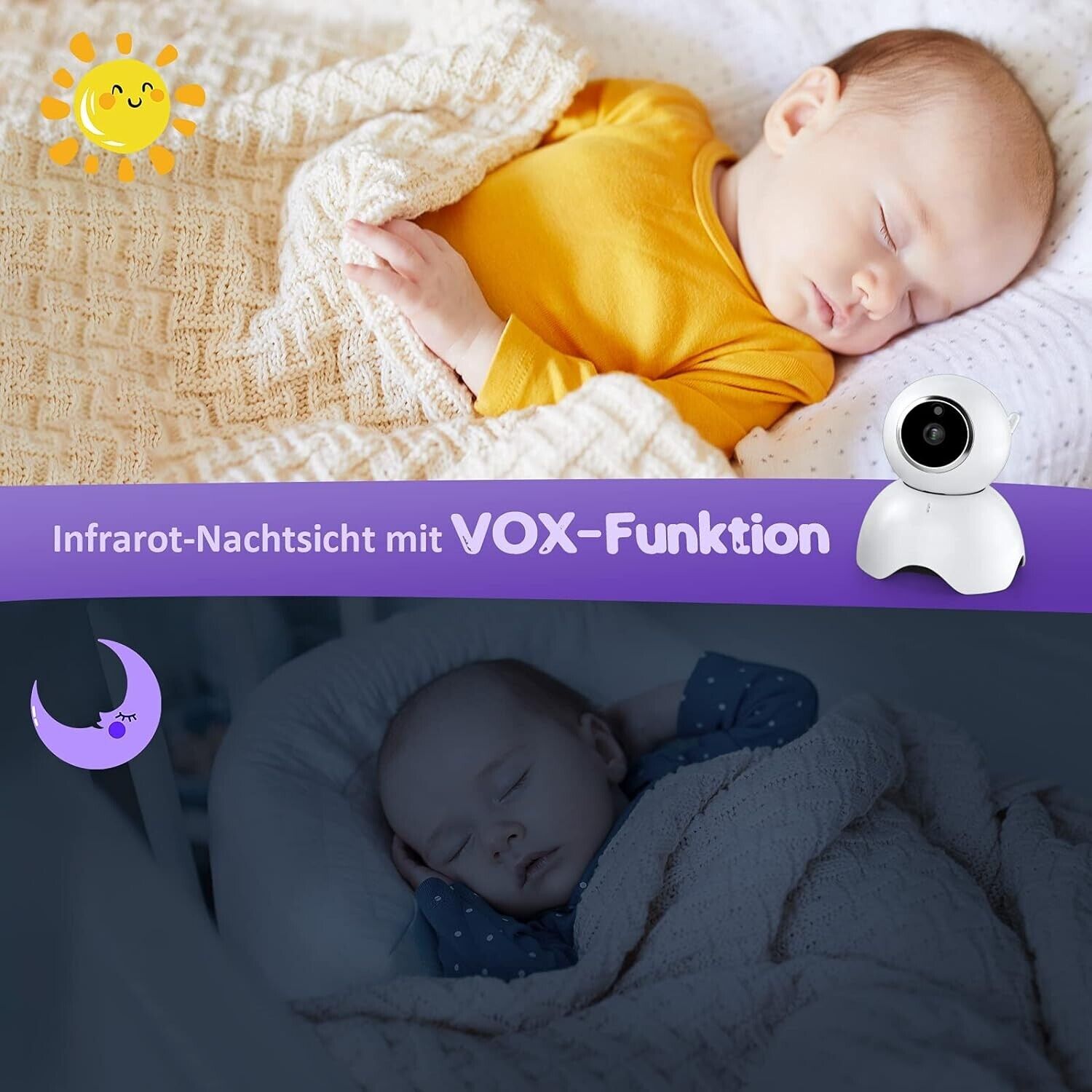 Babyphone mit Kamera 5,5 Zoll Video Baby Monitor 720P HD Farbdisplay, VOX Modus,
