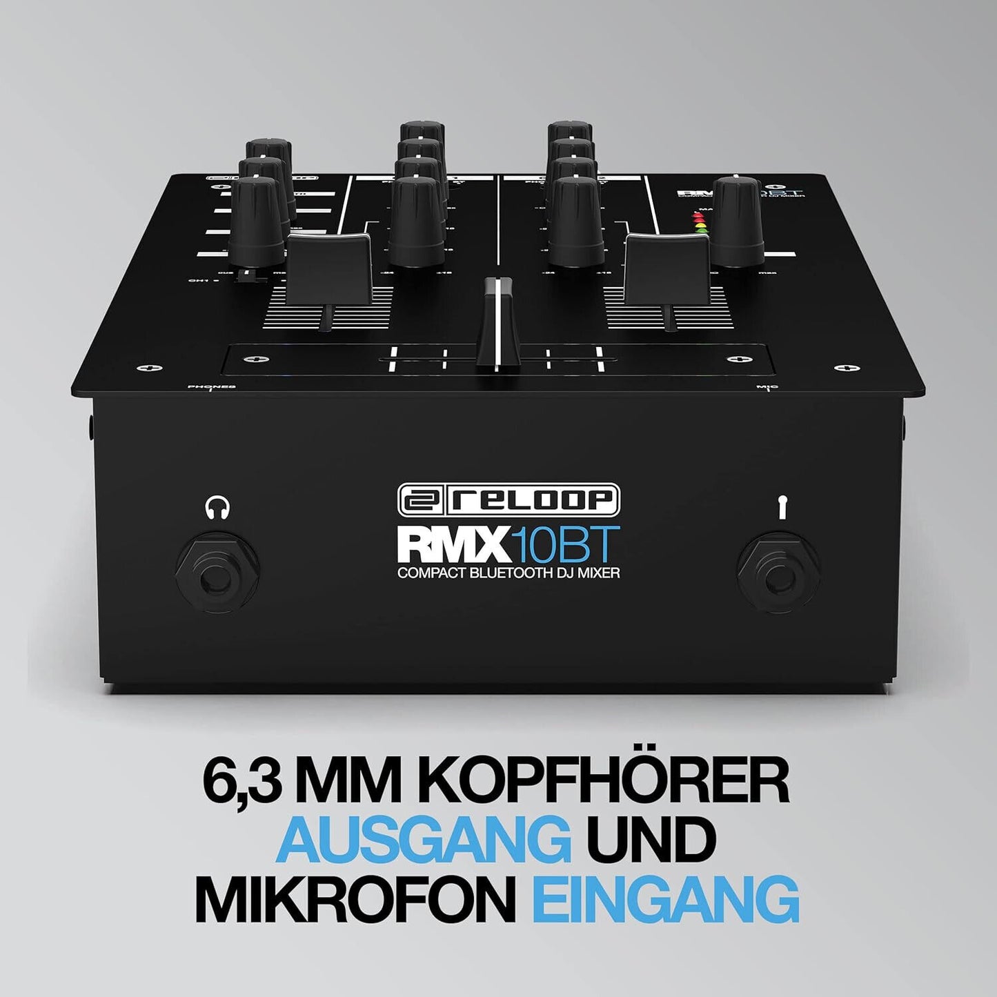 Reloop RMX-10 BT 2-Kanal Bluetooth DJ-Mixer mit eingebauter Bluetooth Schwarz