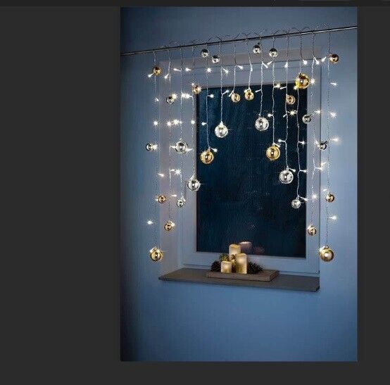 Strahlend schöner LED-Lichtervorhang Xmas 130x95cm warmweißen LEDs Deko