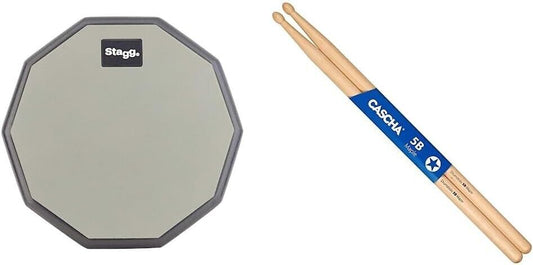 Stagg TD-08R Übungspads & -geräte8-Inch & CASCHA Maple 5A Drumsticks- 1 Paar Woo