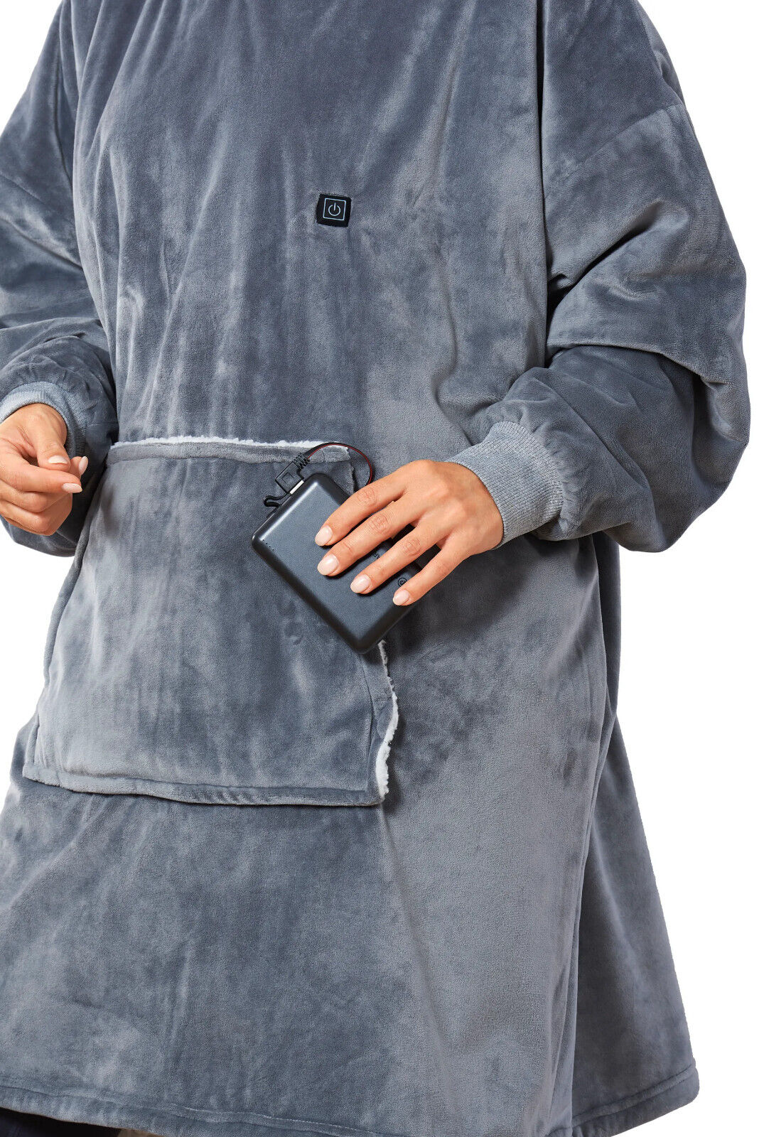 Orbisana Hoodie, beheizt Kuschelhoodie für Winter zum Wärmen Grau Kapuzen-Jacke