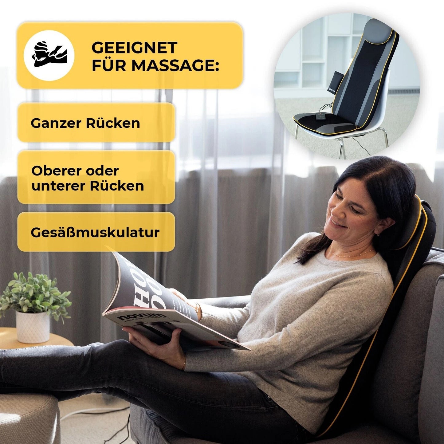 Massage Sitzauflage Belena Back Balance Shiatsu Massage Matte mit Wärmefunktion