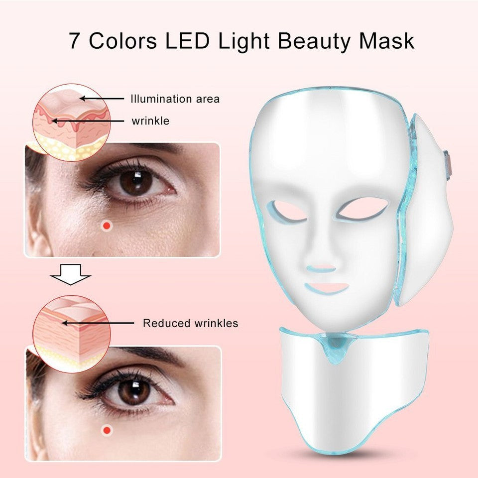 LED Gesichtsmaske, 7-farbige klare Anti-Aging Gesichtsmaske, zielt auf Akne usw.