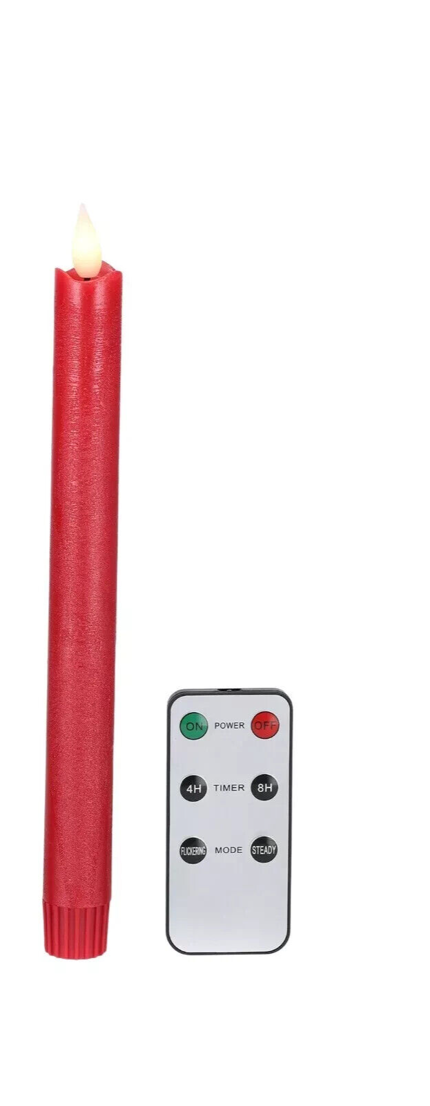 4er Set LED Stabkerzen,Echtflammen-Optik,Fernbedienung,2/4/6/8h Timer