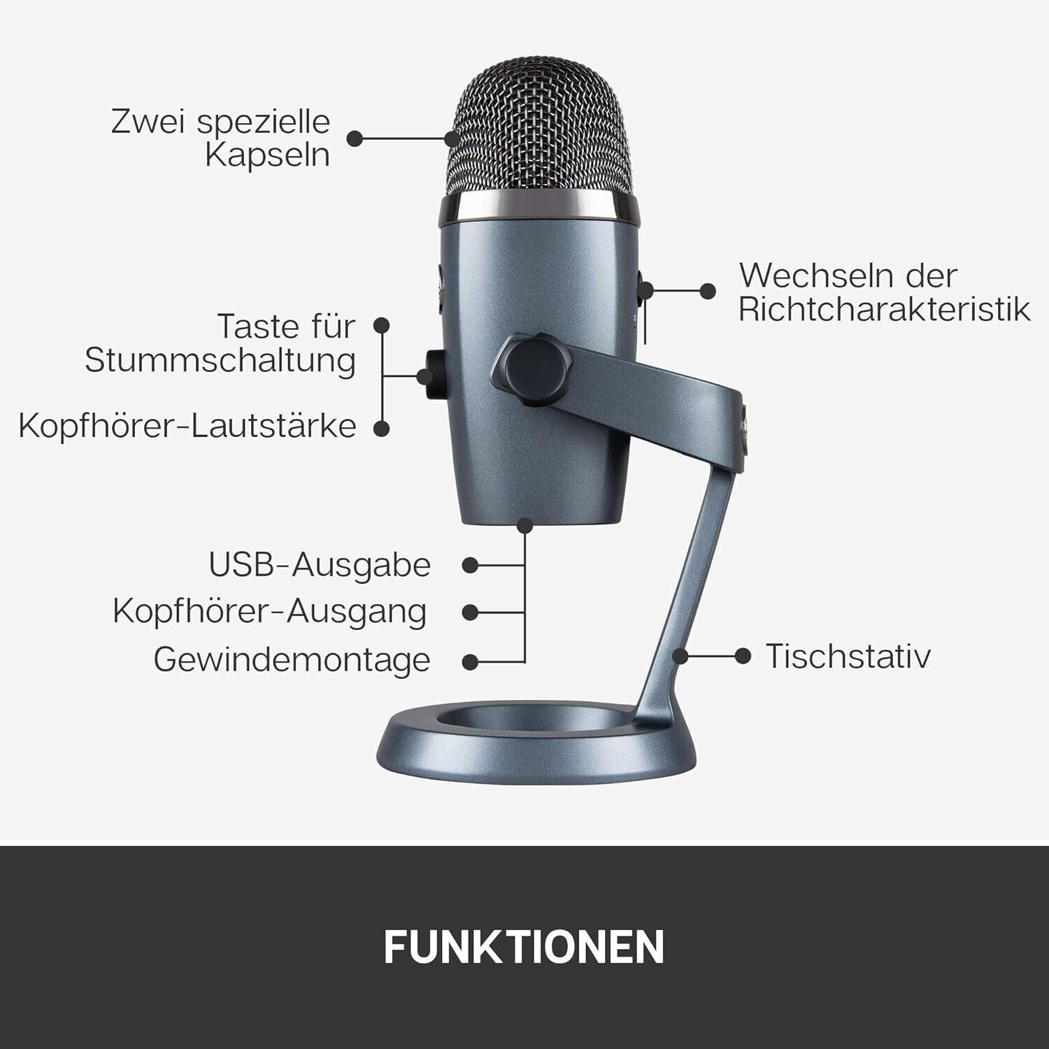 Blue Yeti Nano Premium USB-Mikrofon für Aufnahmen, Streaming, Gaming, Podcasting