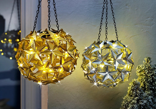LED-Hängedeko "Stern", silber Dekoration Innen Außen Timer Garten Wohnung