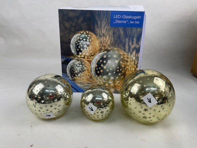 LED-Glaskugeln "Sterne", 3er-Set (B-ware)
