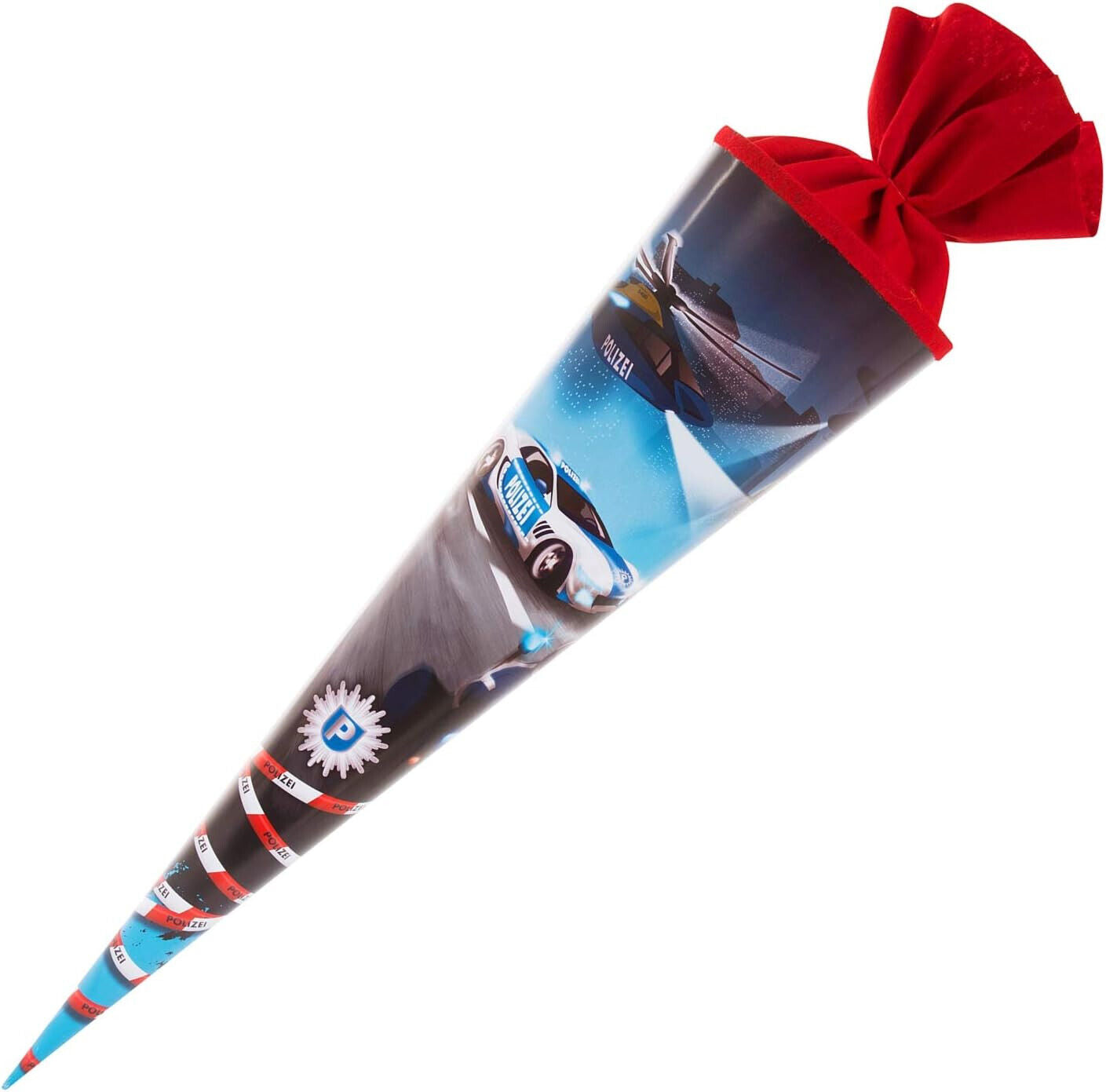 Schultüte 70 cm, Zuckertüte mit Polizei Motiv, Geschenktüte aus Lackkarton 70cm