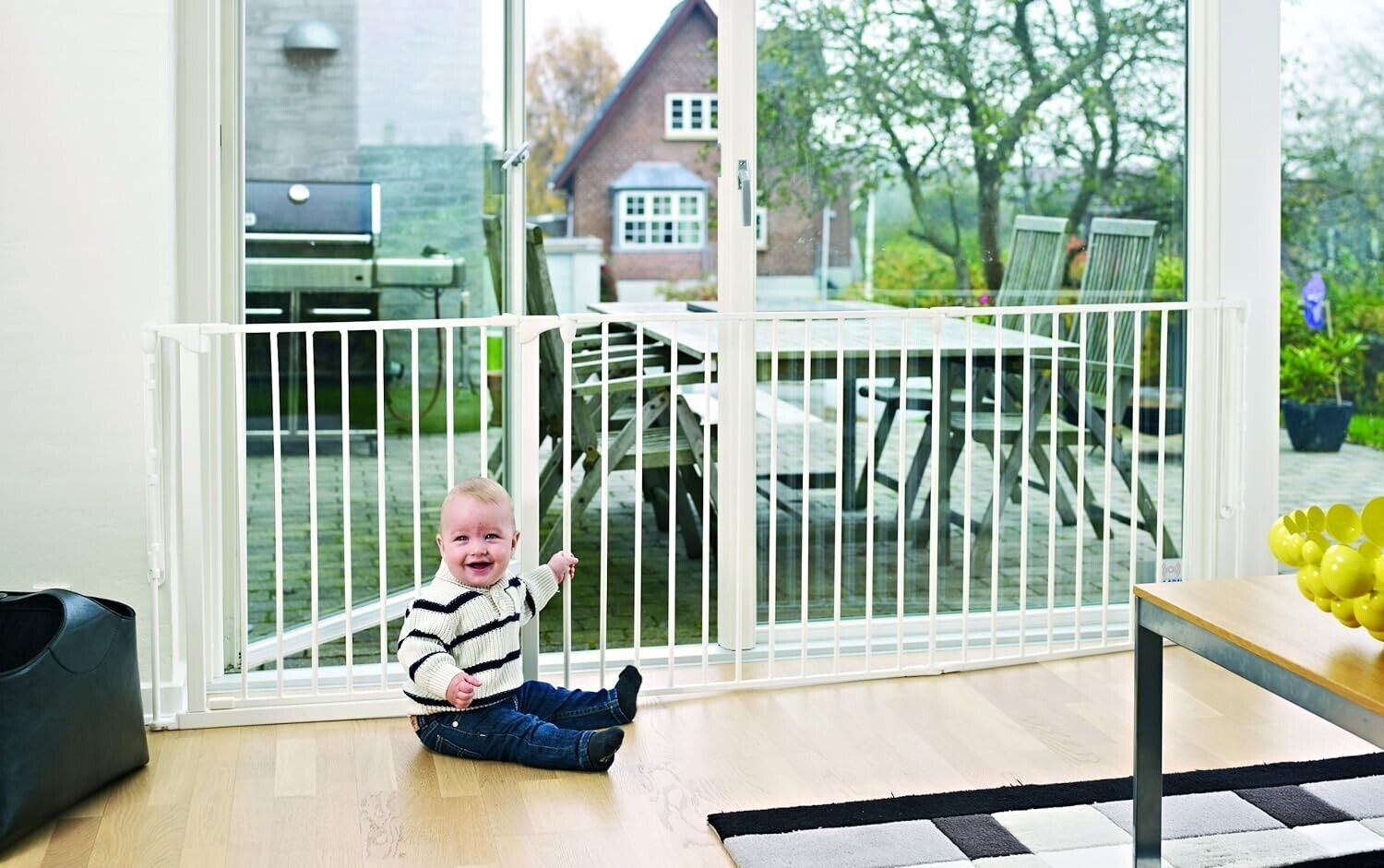 BabyDan Flex L, 90-223 cm, Treppenschutzgitter/Raumteiler, Weiß, Made in Denmark