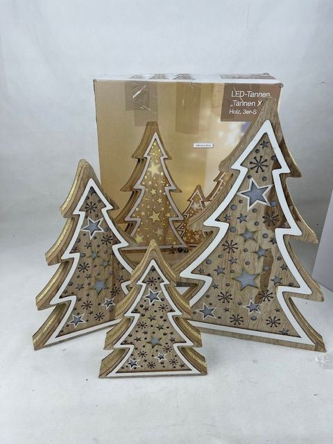 LED-Tannen "Tannen XL" Holz 3er-set (B-Ware)