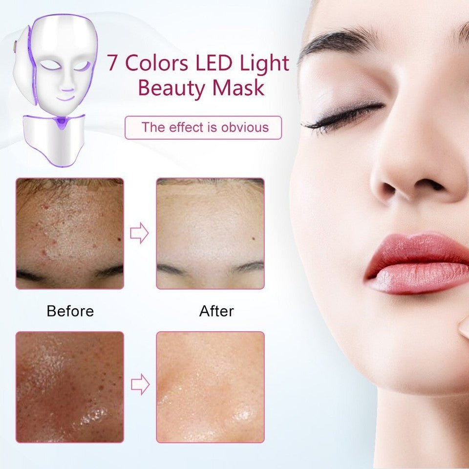 LED Gesichtsmaske, 7-farbige klare Anti-Aging Gesichtsmaske, zielt auf Akne usw.