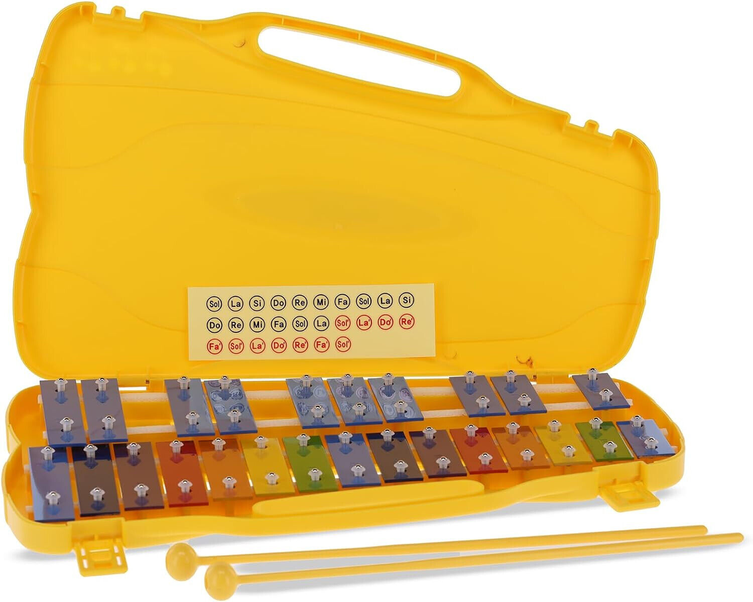 Glockenspiel im gelben Kunststoffkoffer