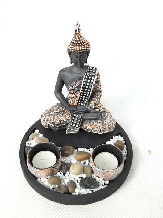 Buddha Set Buddha Set für 2 Teelichter h=21,5cm b=18cm