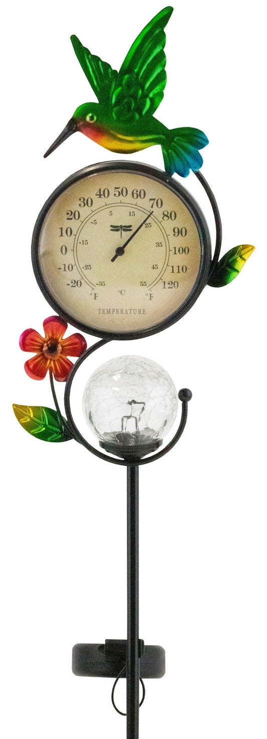 Solar-Gartenstecker Thermometer LED Solarleuchte Gartendeko Solar-Leuchte Lampe