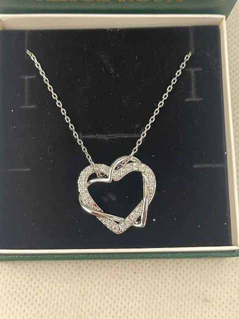 Alice Rosa Damen Halskette 925 Sterlingsilber vergoldet 46 cm Herz Zirkonia