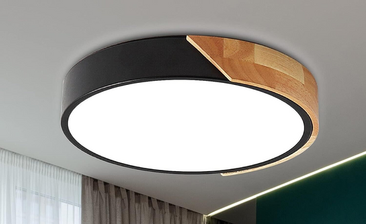 Led Deckenlampe Holz 24W,Weißes Licht 6500K Led