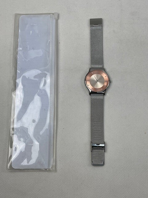 Crystal Blue Damen Uhr (Silber/Rosé) Freizeit Frauen Armbanduhr Elegant, Metall
