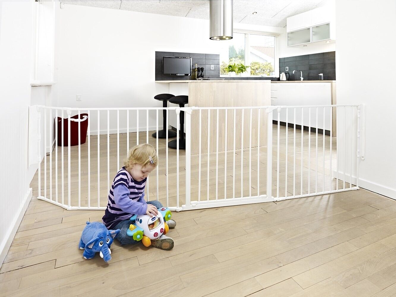 BabyDan Flex L, 90-223 cm, Treppenschutzgitter/Raumteiler, Weiß, Made in Denmark