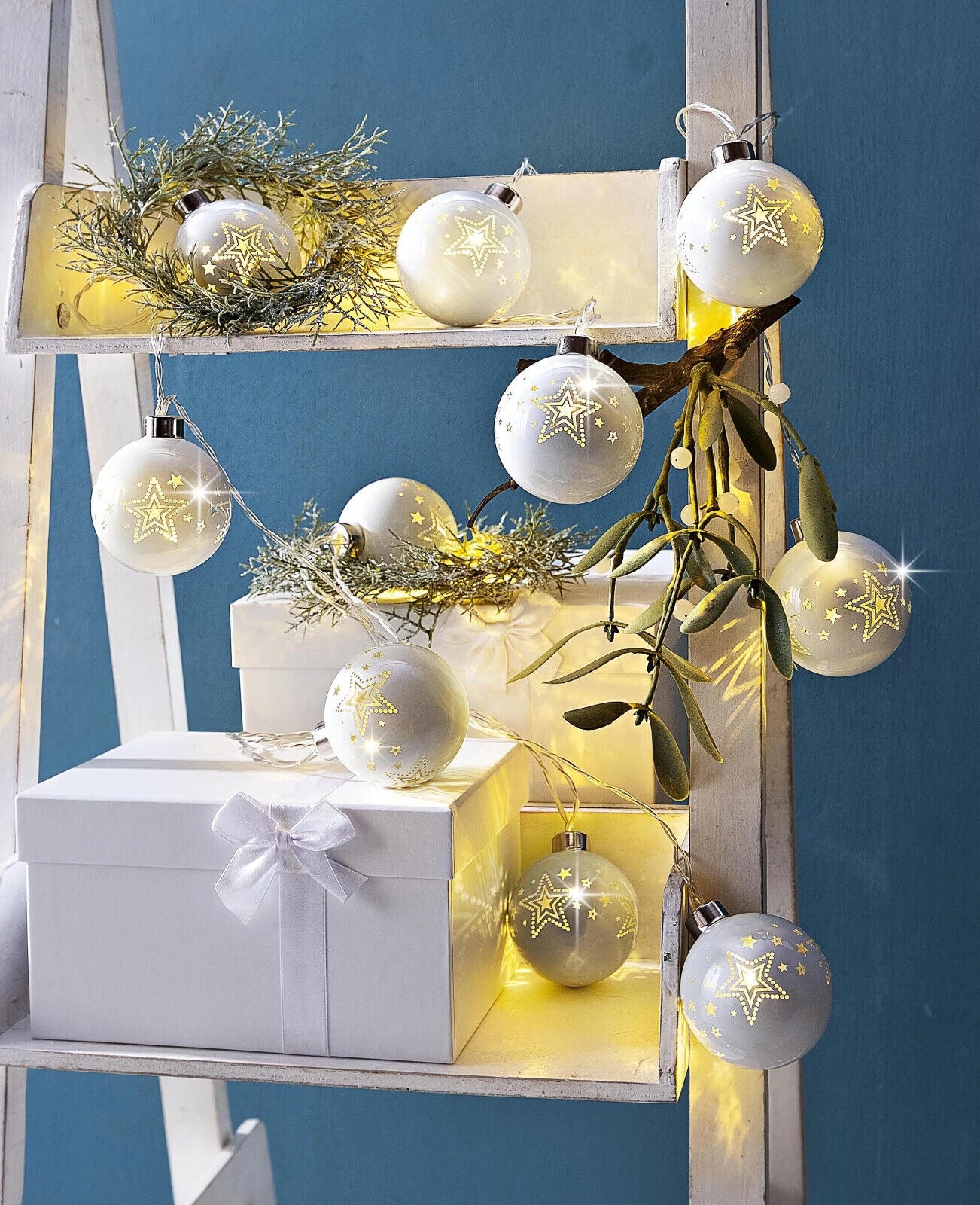 LED-Lichterkette "White Christmas Star" 270cm