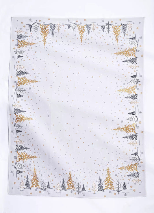 Tischdecke Classy Christmas Winterwald Schneeflocken waschbar 130 x 170 cm