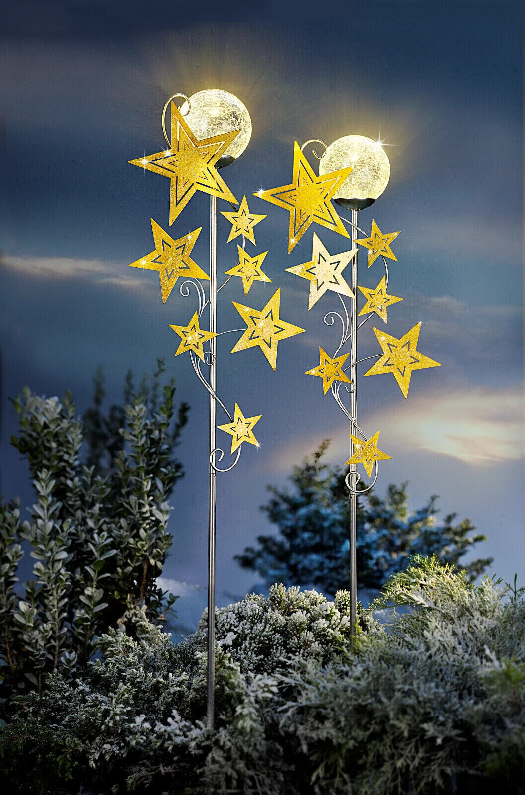 LED-Gartenstecker "Sternenschweif" 2er-Set LED Garten Deko Dekoration aus Metall