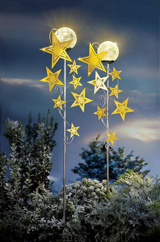 LED-Gartenstecker "Sternenschweif" 2er-Set LED Garten Deko Dekoration aus Metall