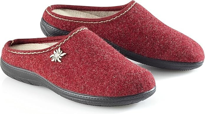 Edelweiss Wollpantoffeln (Größe: 39) bordeaux, weiß