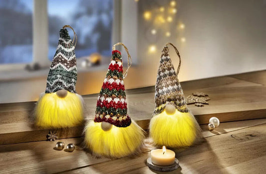 LED-Dekofiguren Wichtel "Rango, Runi & Ragnar" 3er-Set Advent Weihnachts Deko