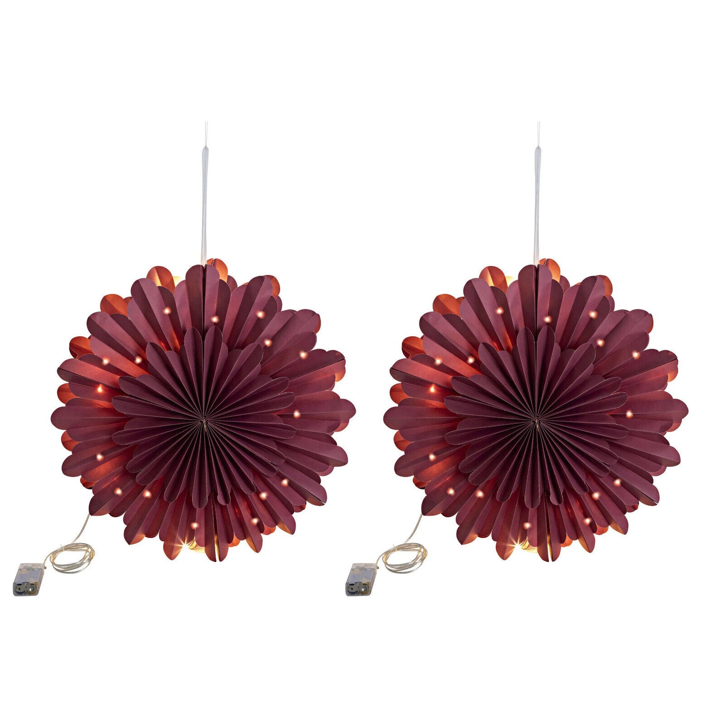 LED-Hängedeko "Schneeflocke" 42,5 cm, 2er-Set (Farbe: berry) Advent Dekoration