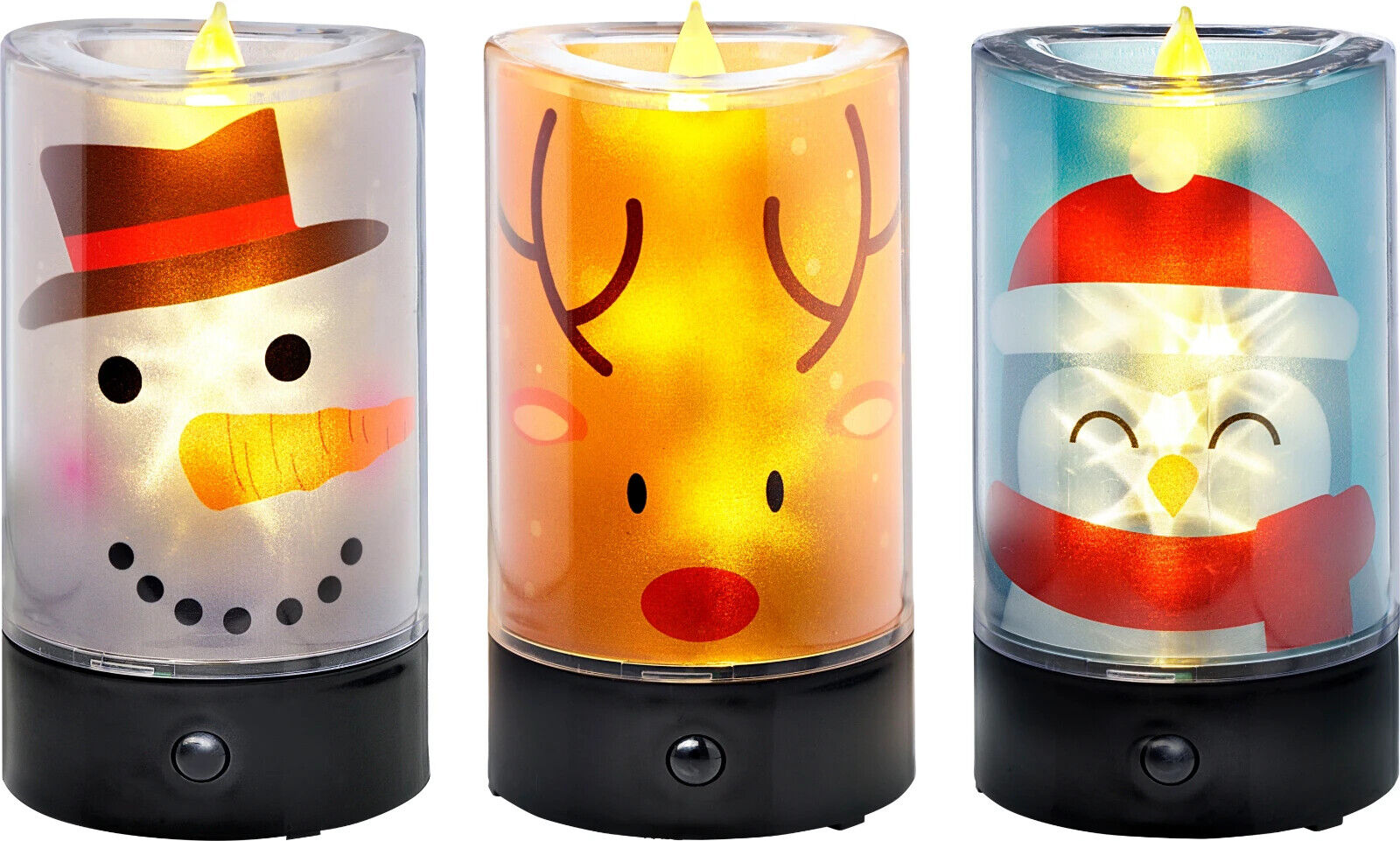 LED-Kerzen "Funny Winter" mit Sound, 3er-Set Deko Party Dekoration