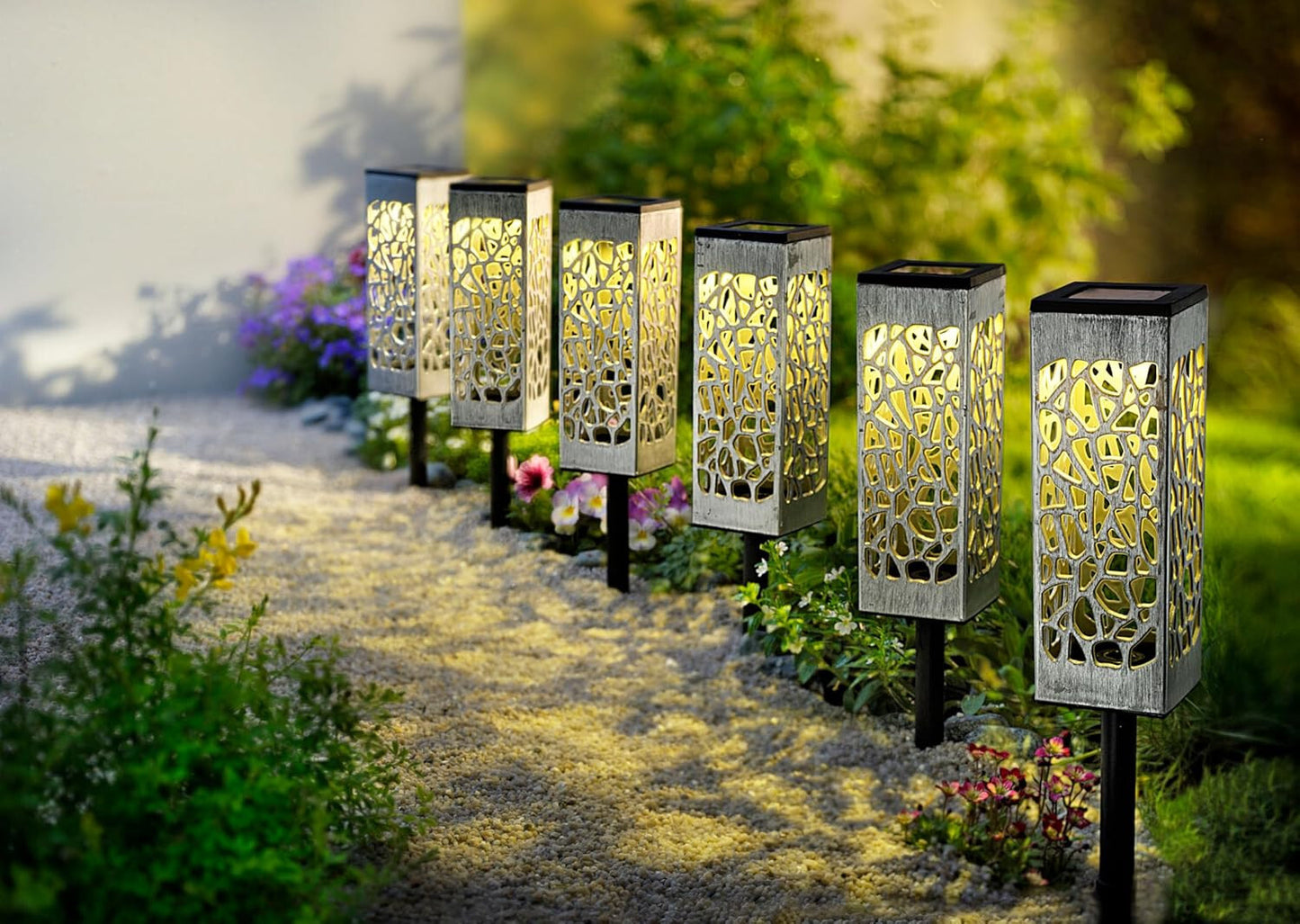 Solarleuchten Argento 6er-Set LED Solar Gartenstecker Garten Beleuchtung Deko