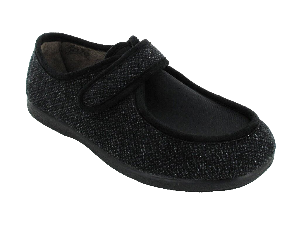 Varomed vital Damen Herren Klettslipper Ricardo, schwarz Größe 46