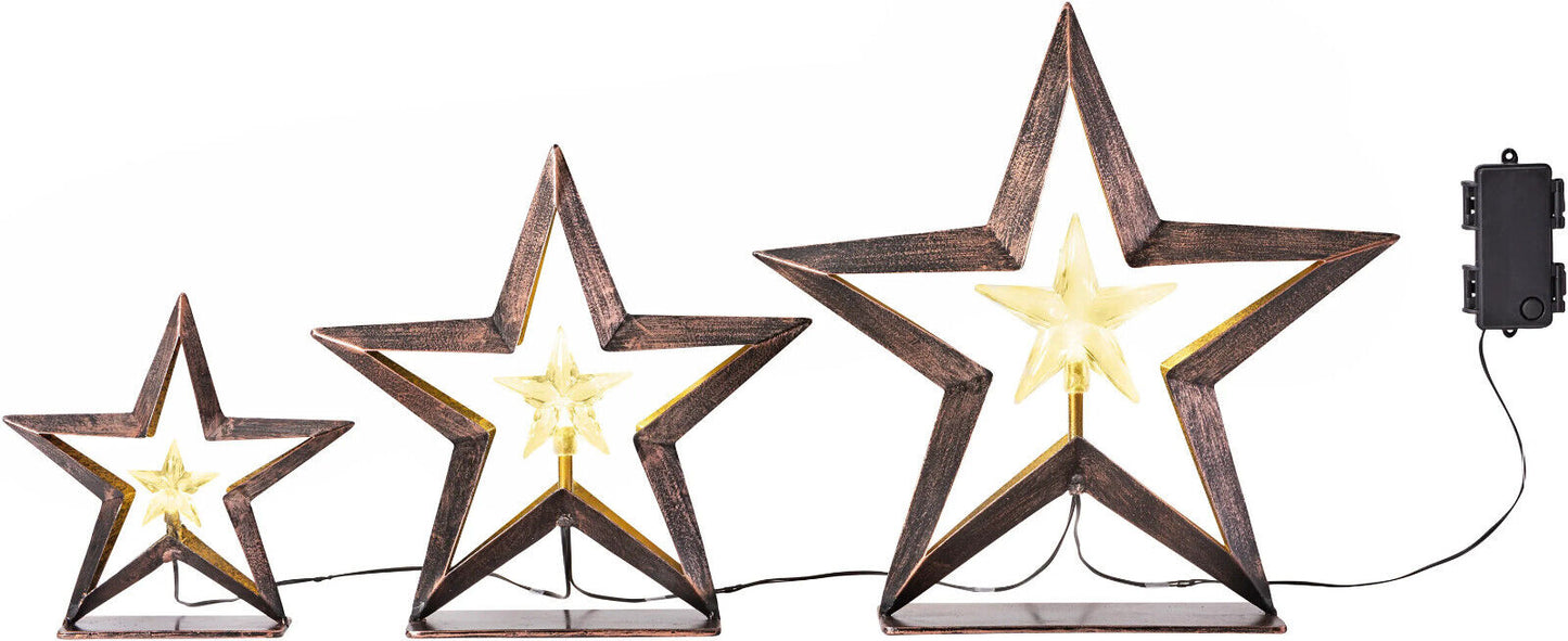 LED-Deko "Shiny Star" 3er-Set LED Garten Deko Wohnungsdeko Dekoration Sterne