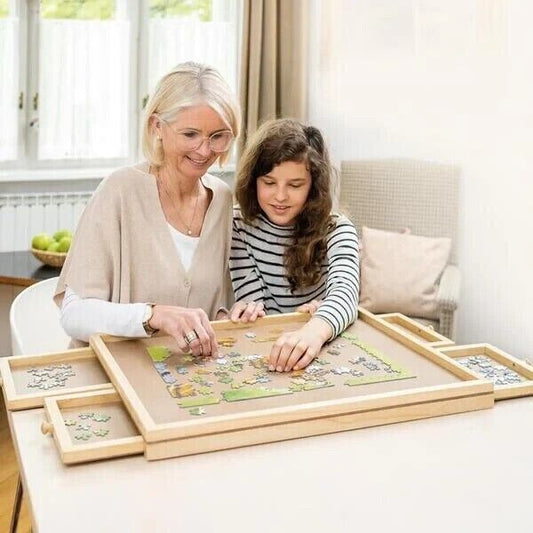Puzzle Tisch aus Holz | bis zu 500 Teile | 4 ausziehbaren Schubladen |