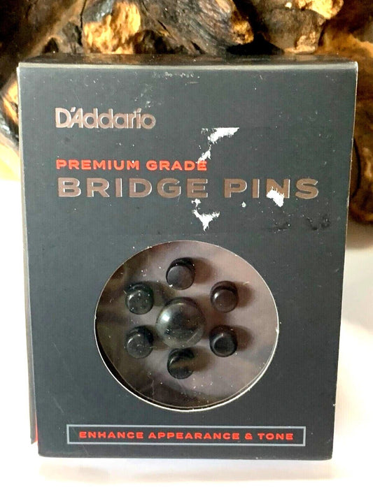 D'addario Ebony Bridge And End Pins Set 7. P/N PWPS 1