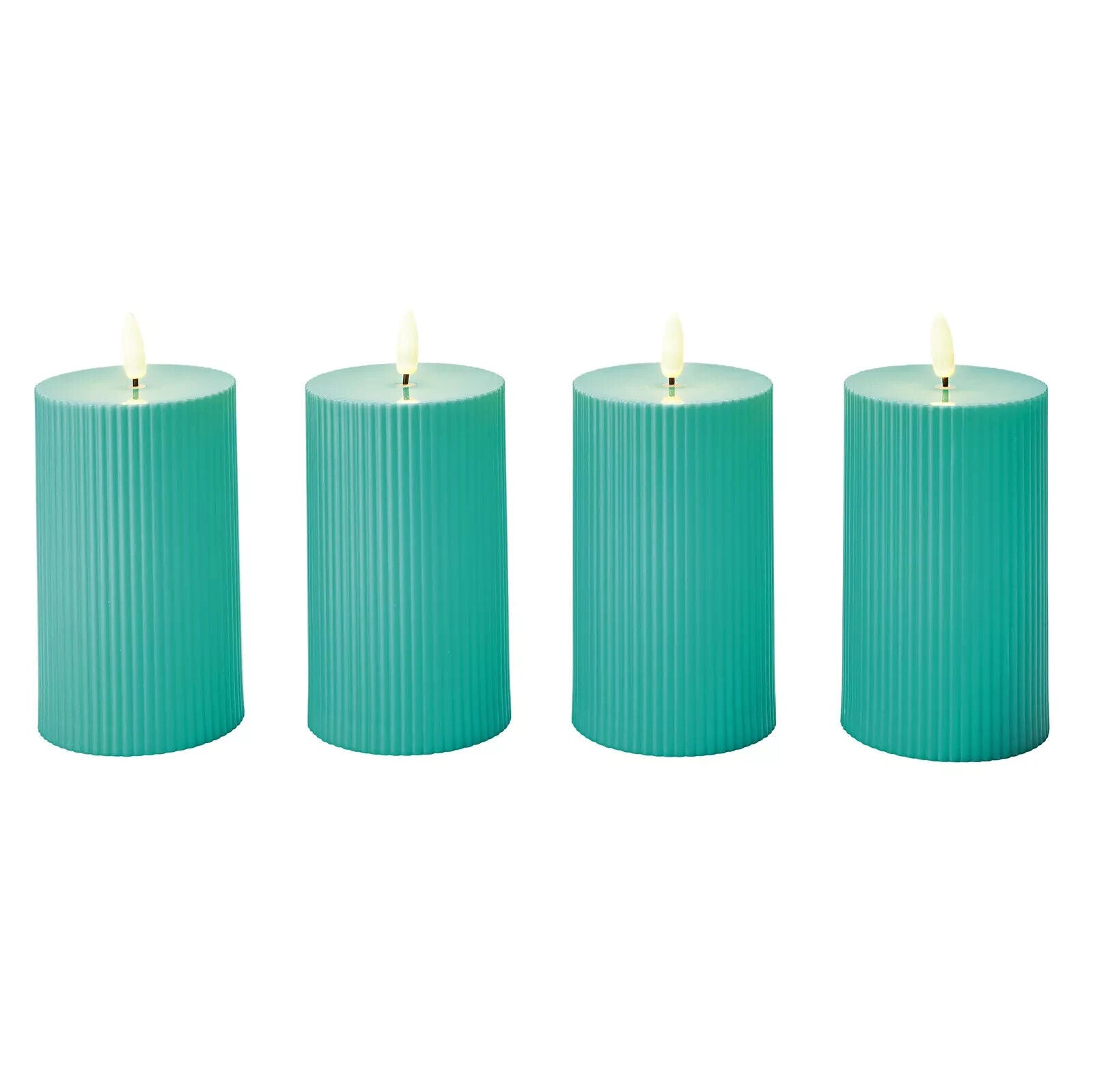 LED Kerzen Striscia 4er Set Flimmereffekt Dekoration 12,5cm Petrolgrün