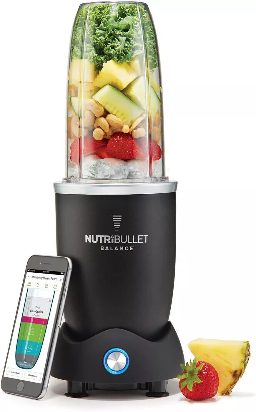 NutriBullet Balance 1200 Watt schwarz Mixer mit Extraktor-Klinge macht Superfood
