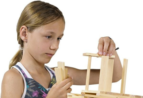 KAPLA Holzbaukasten - 250 Stück Geschicklichkeit Spielzeug Holzbaussteine