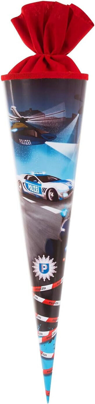 Schultüte 70 cm, Zuckertüte mit Polizei Motiv, Geschenktüte aus Lackkarton 70cm