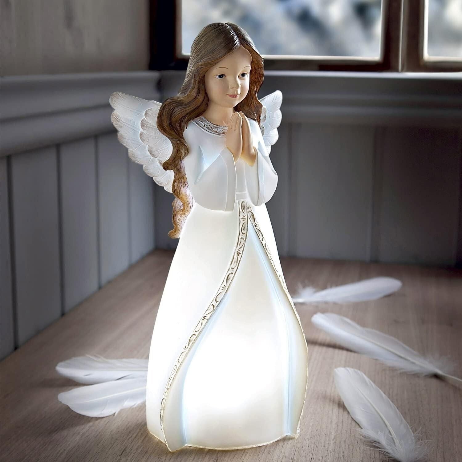 LED Deko Engel Figur - Schutzengel Figur LED Lichter Deko als kleine Weihnachtsg