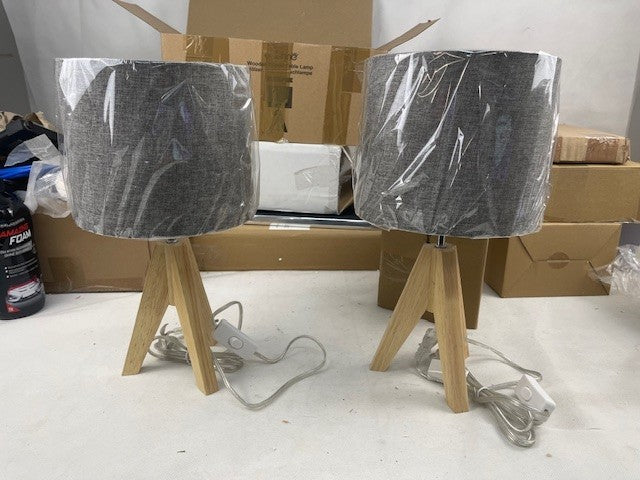 Hölzerne dreibein tischlampe 2er-set