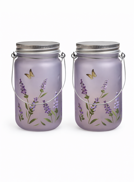 LED Glasleuchten Lavanda 2er Set Glas Windlicht Timer Batterie Weltbild