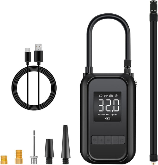 Portabler Akku-Kompressor für Fahrrad, Fußball, Reifen usw. 4000mAh black