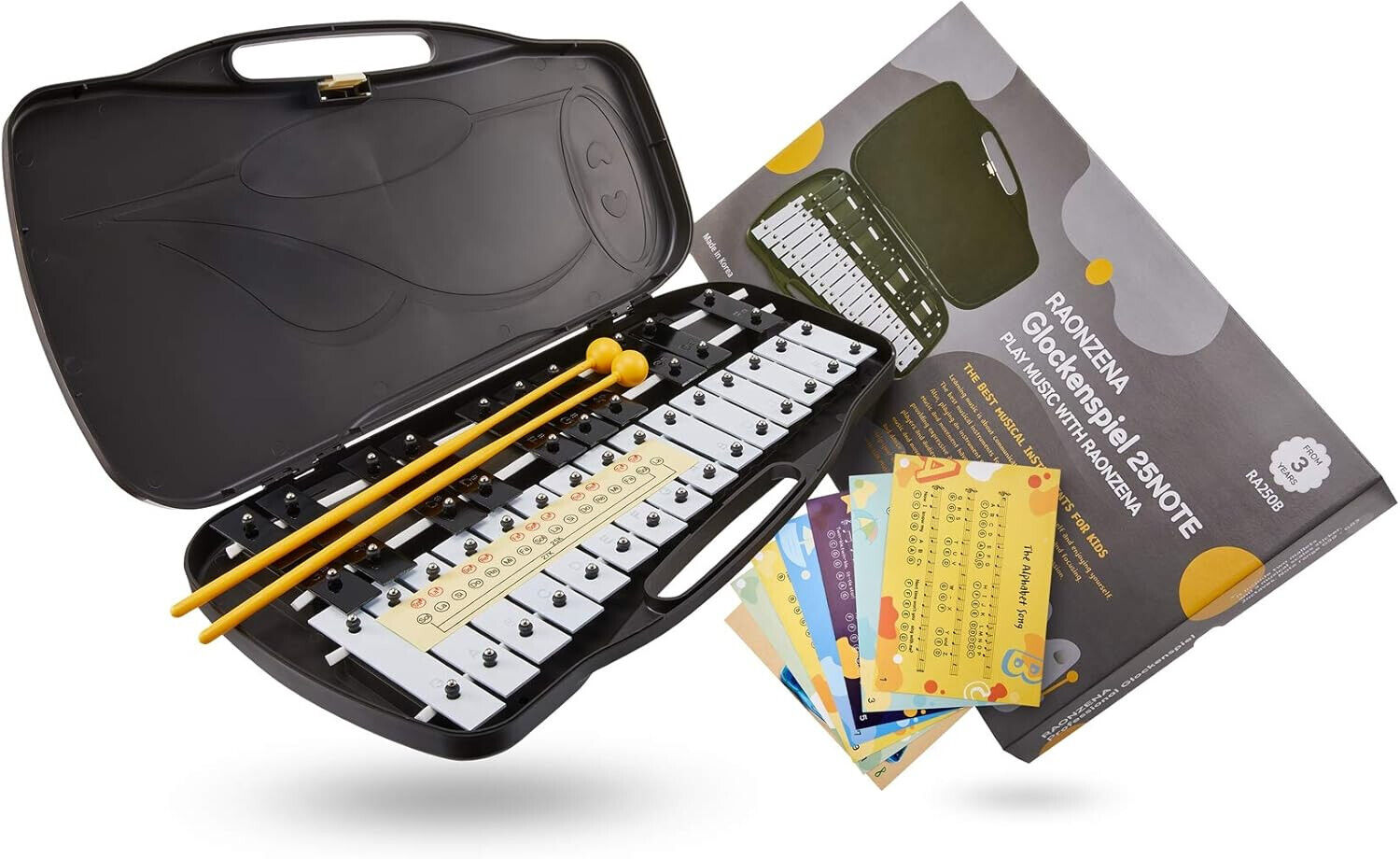 RAONZENA Professional Xylophone 25 Tasten Glockenspiel Xylophone für Kinder